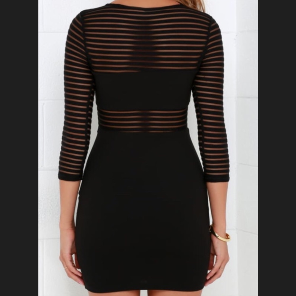 Mesh Black Bodycon Dress - Picture 2 of 4